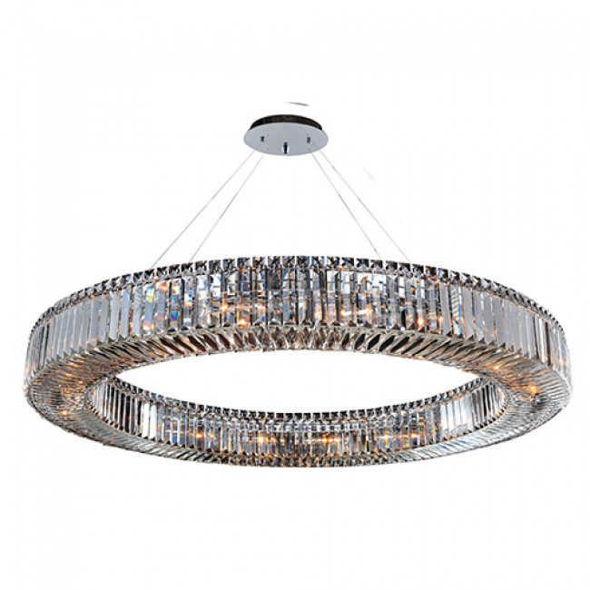 Chrome 18-Light Round Pendant with Firenze Clear Crystal