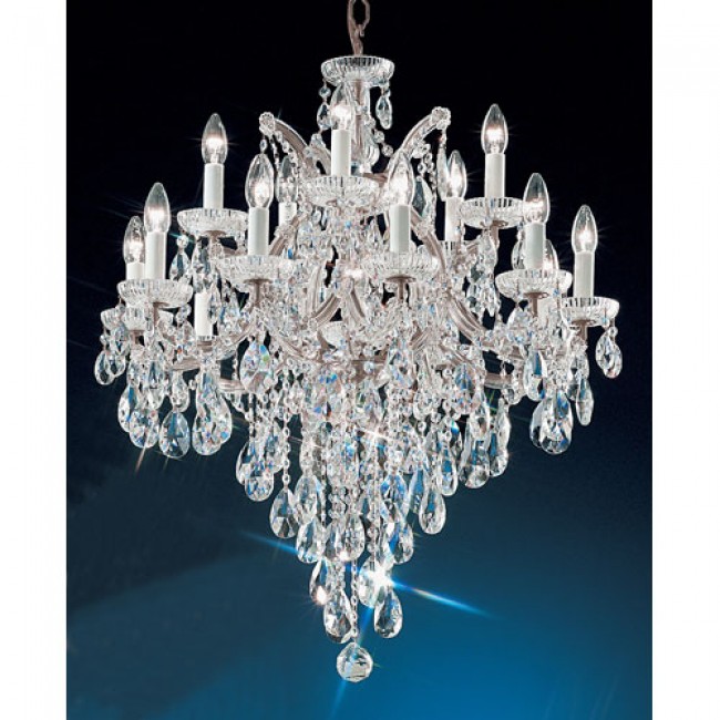  Maria Thersea Chrome Sixteen-Light Chandelier with Crystalique Accents