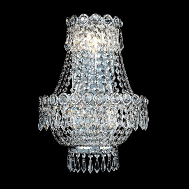 3 Light Century Crystal Tall Wall Sconce in polished chrome finish
