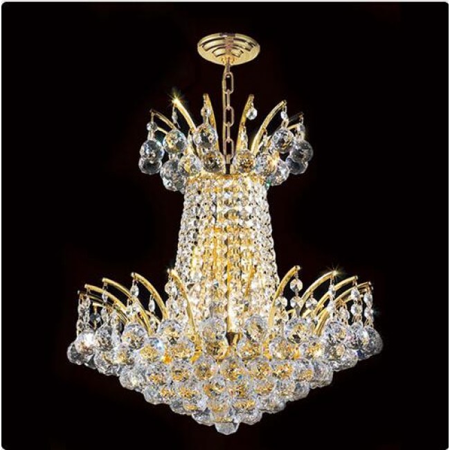 Four-Light Gold Finish with Clear-Crystals Chandelier