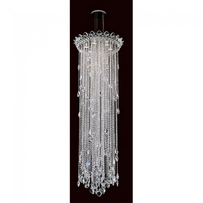 Strands Stainless Steel Six-Light Round Long Pendant with Clear Heritage Crystal