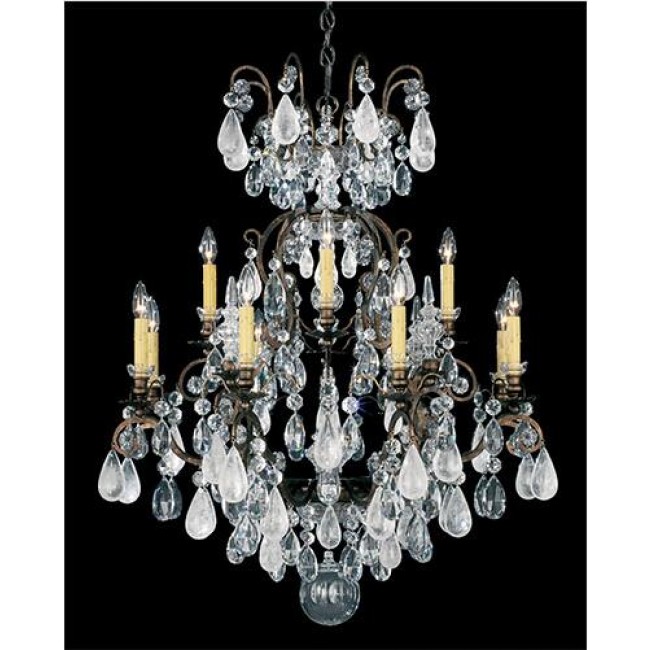 Bronze 13-Light Chandelier with Clear Rock Crystal