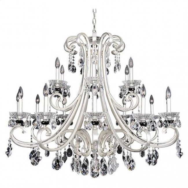 Silver 18-Light 42-Inch Wide Chandelier with Firenze Clear Crystal