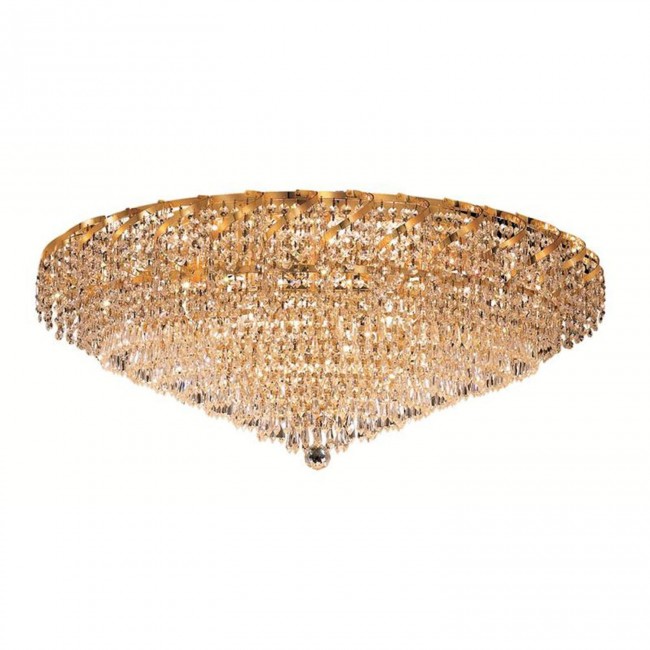 Belenus Gold Twenty-Eight Light 36-Inch Flush Mount with Royal Cut Clear Crystal