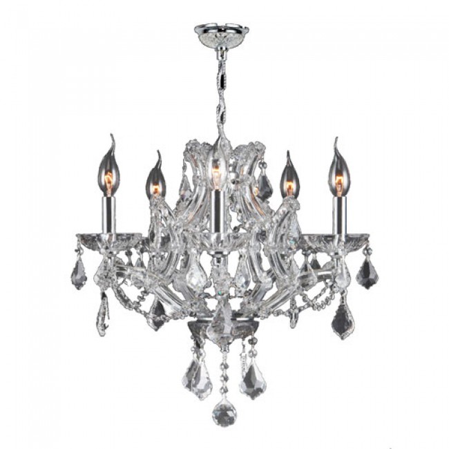 Polished Chrome Five-Light Chandelier