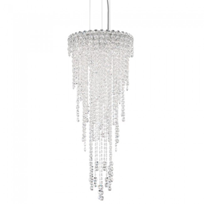 Stainless Steel Four-Light Round Medium Pendant with Clear Heritage Crystal