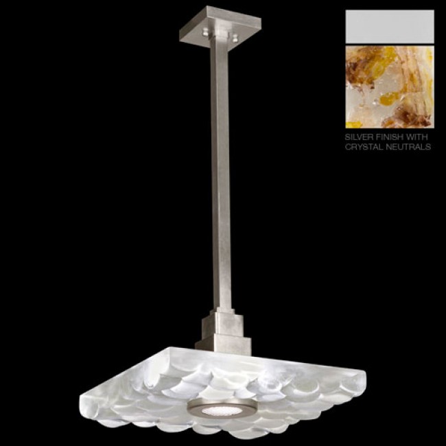 Crystal Bakehouse One-Light Pendant in Silver Finish with Handcrafted, Polished Block of Carnelian and Citrine Crystal Shards