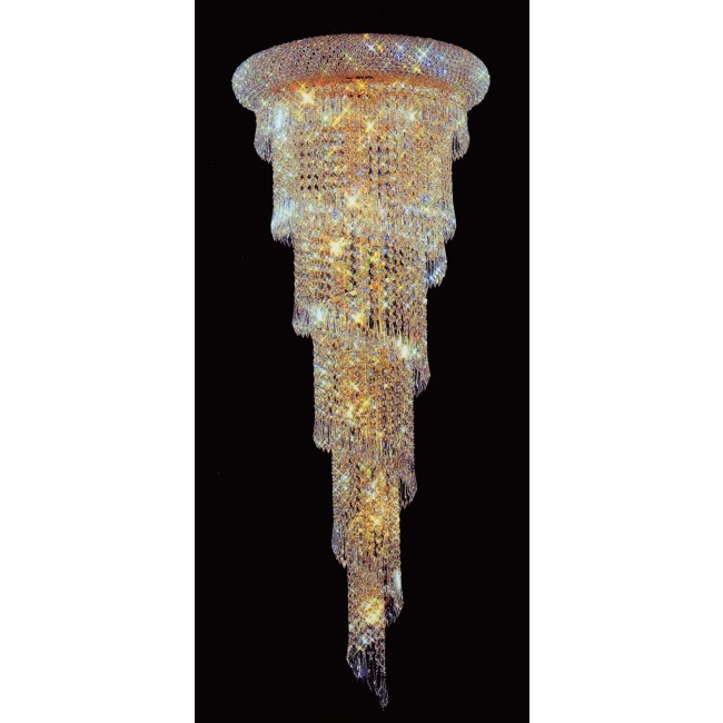 14 lights spiral crystal chandelier in gold plated finish