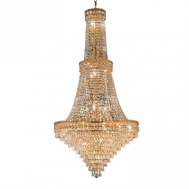  Gold Thirty-Four Light 28-Inch Chandelier with Royal Cut Clear Crystal
