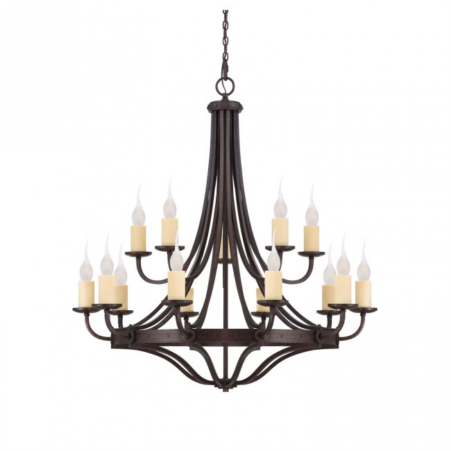 Oiled Copper Fifteen-Light Chandelier