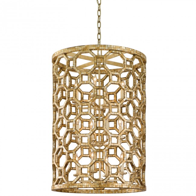 Stained Silver Leaf 12-Light Pendant