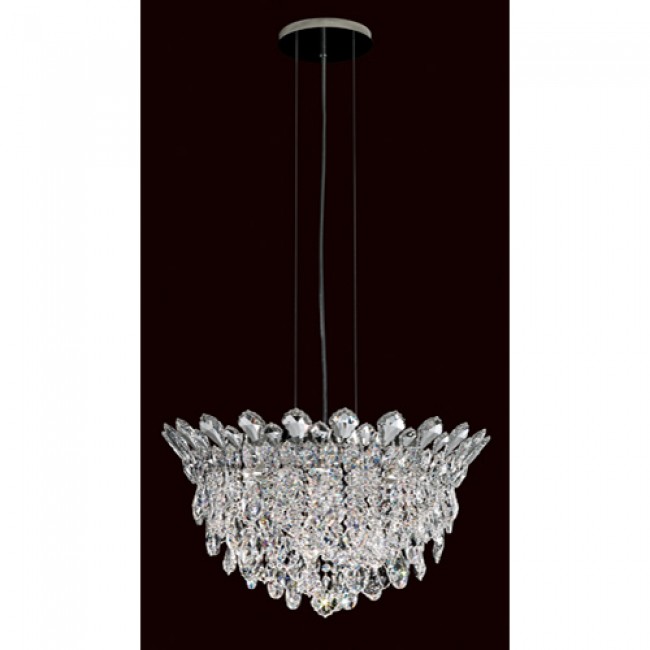 Strands Stainless Steel Six-Light Round Short Pendant with Clear Heritage Crystal