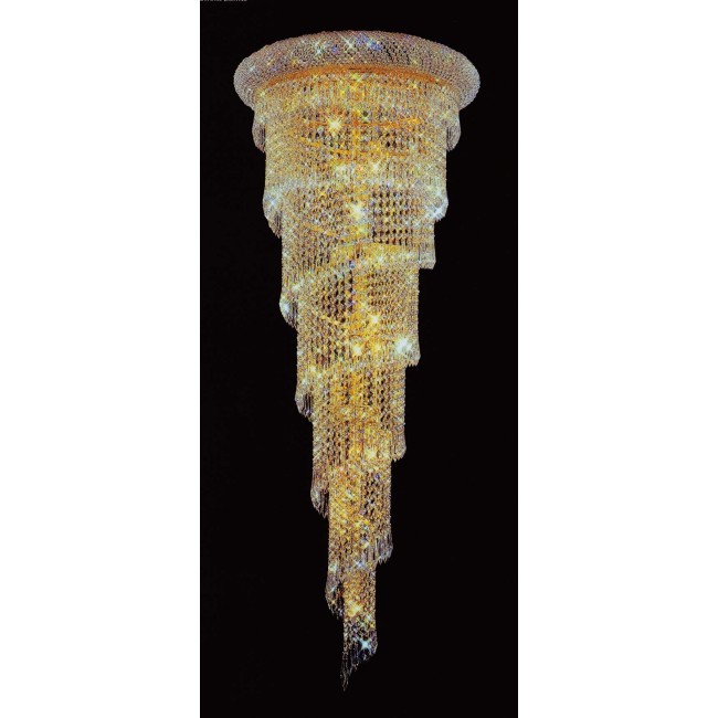 17 lights spiral crystal chandelier in gold plated finish