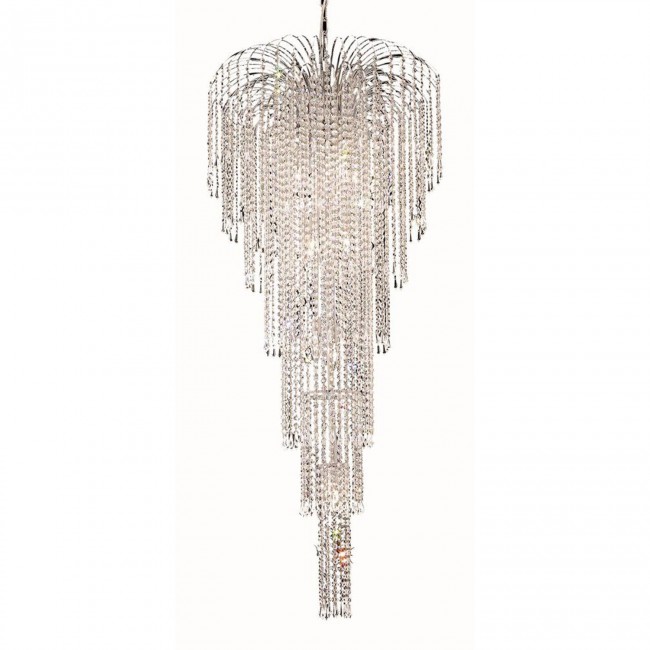 Falls Chrome Eleven-Light 25-Inch Chandelier with Royal Cut Clear Crystal