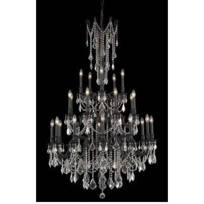 Bronze Twenty-Five Light Chandelier with Clear Royal Cut Crystals
