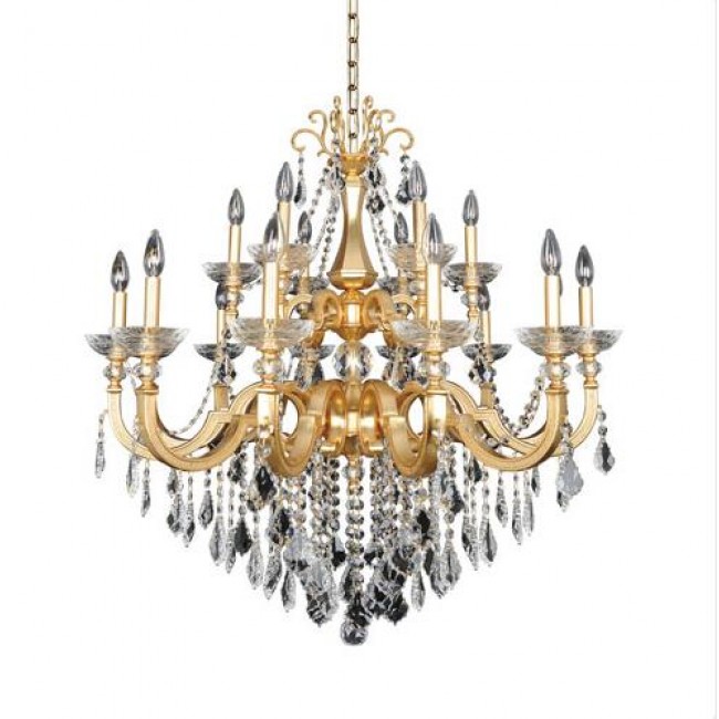 Gold 18-Light Chandelier with Firenze Clear Crystal