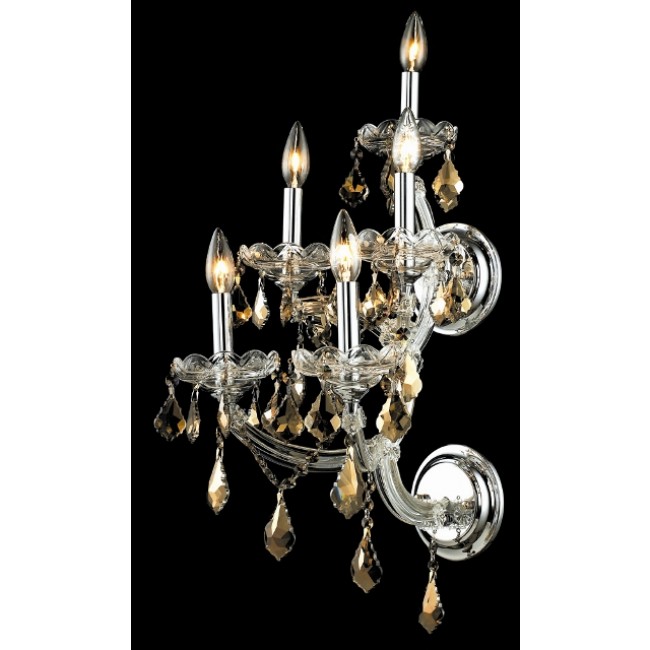 5 Light crystal wall sconce with Chrome teak crystal