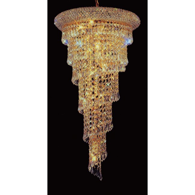 8 lights spiral crystal chandelier in gold plated finish