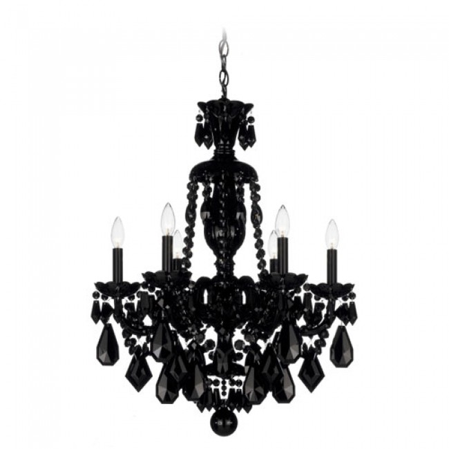 Hamilton Jet Black Six-Light Jet Black Heritage Handcut Crystal Chandelier, 22W x 29.5H x 22D