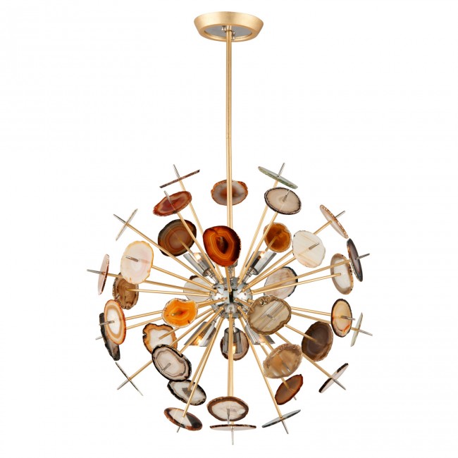 Textured Gold Leaf 27-Inch Six-Light Pendant