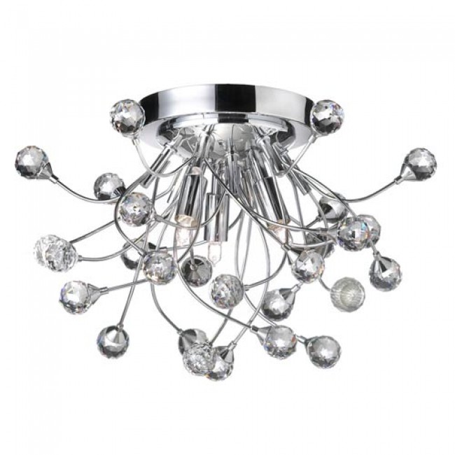 Polished Chrome Three-Light Crystal Semi-Flush