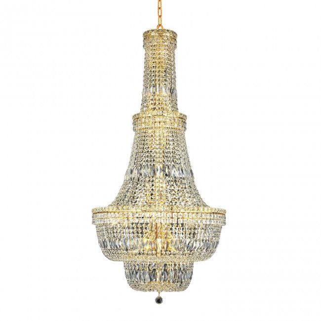  Gold Thirty-Four Light 28-Inch Chandelier with Royal Cut Clear Crystal