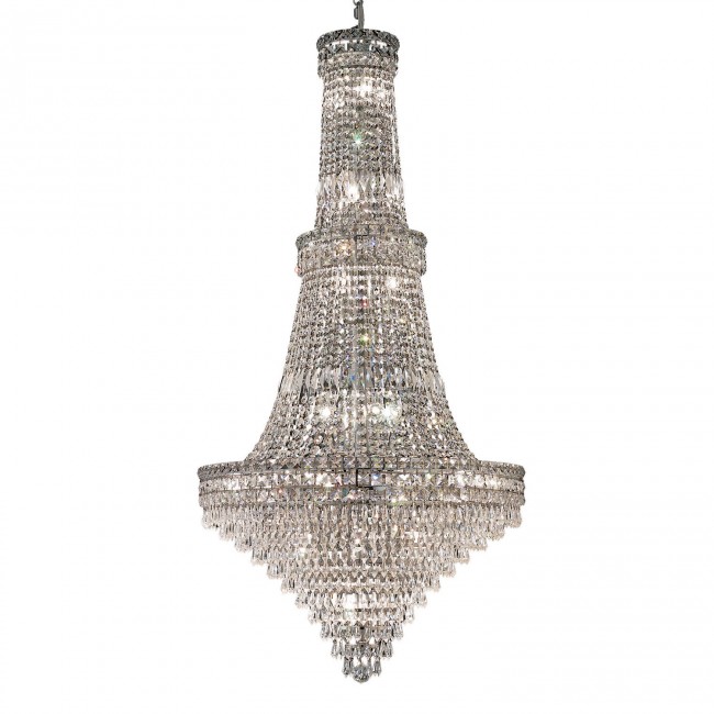  Chrome Thirty-Four Light 28-Inch Chandelier with Royal Cut Clear Crystal