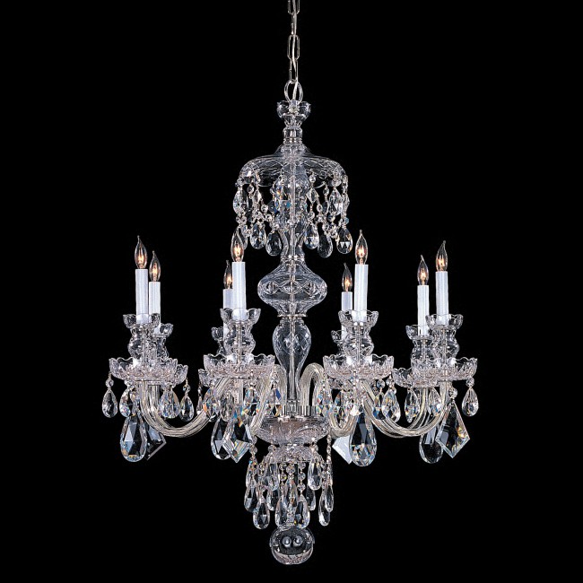  Strass Crystal Polished Chrome Eight-Light Chandelier