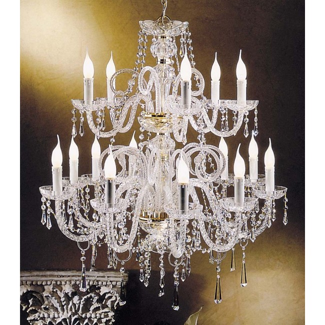 Gold plated 15 Lights Bohemian Crystal chandelier