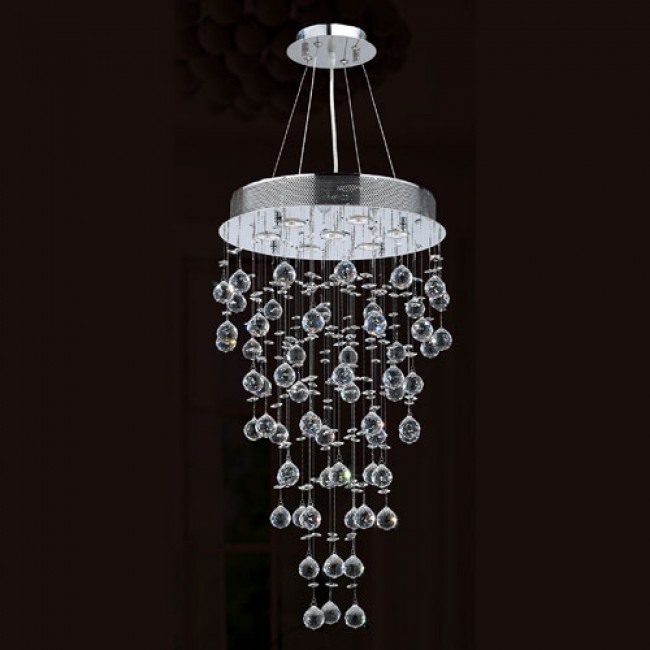 Seven-Light Chrome Finish with Clear-Crystals Chandelier