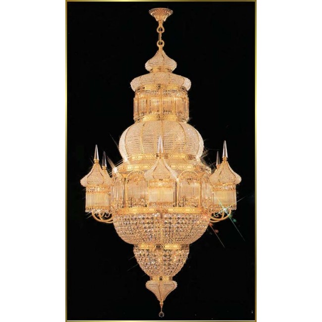Entryway/ foyer large crystal chandelier in gold plated finish