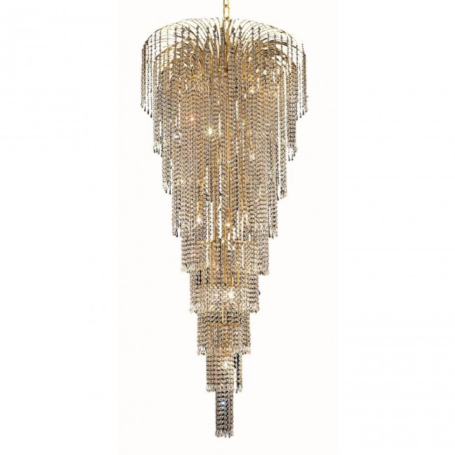 Gold Fifteen-Light 30-Inch Chandelier with Royal Cut Clear Crystal
