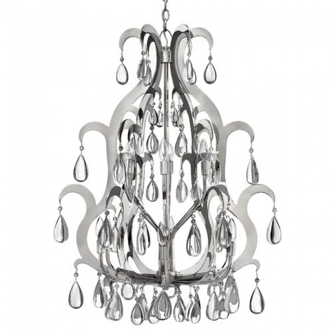 Xanadu Polished Stainless Steel Twelve-Light Chandelier