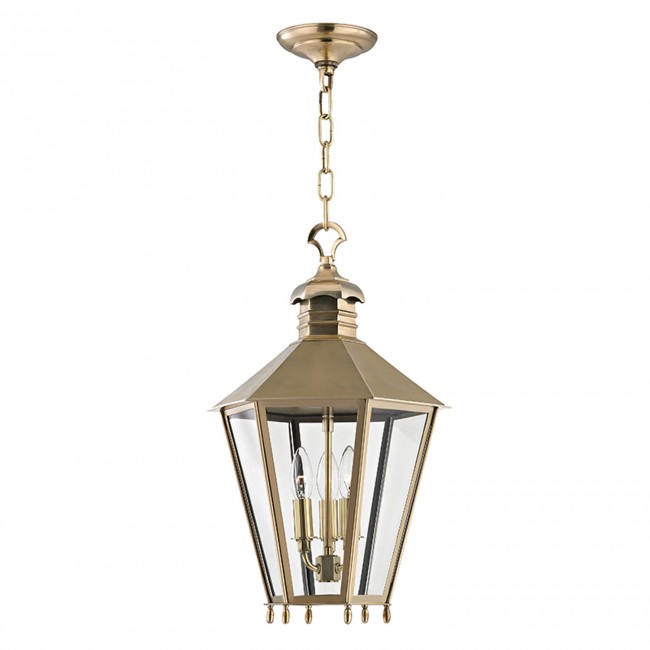 Aged Brass Three Light Pendant