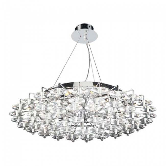 Diamente 18-Light Polished Chrome Pendant with Asfour Handcut Crystal Glass -Halogen