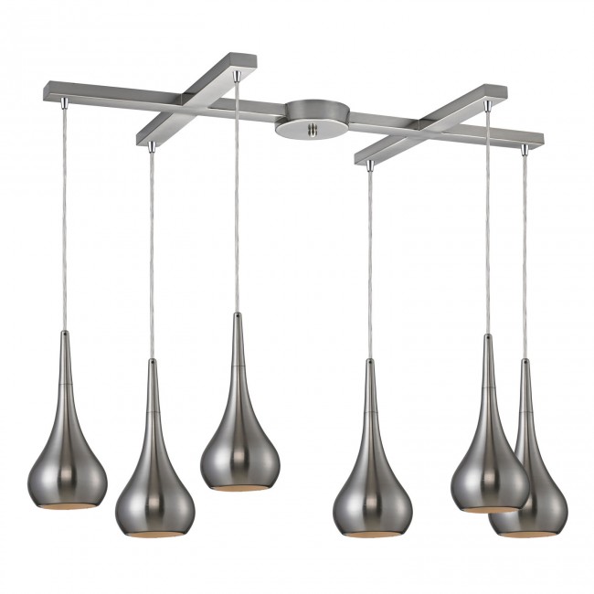 Lindsey Satin Nickel Six-Light GU10 Pendant with H Canopy