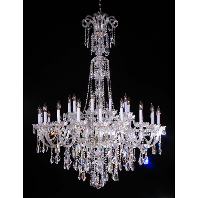30 Lights Bohemian Crystal chandelier in polished chrome finish