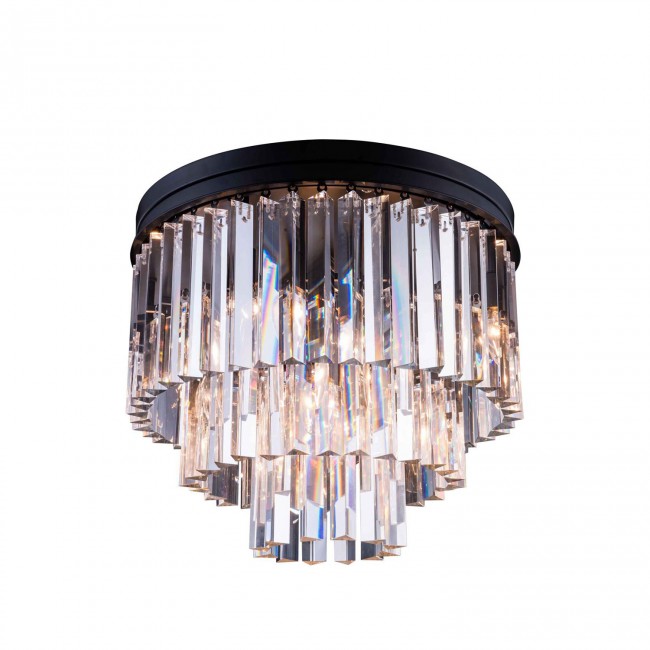 Sydney Mocha Brown Nine-Light Flushmount with Royal Cut Clear Crystals