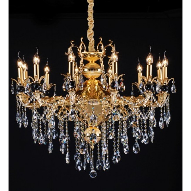Gold plated 12 Light Zinc Alloy crystal Chandelier