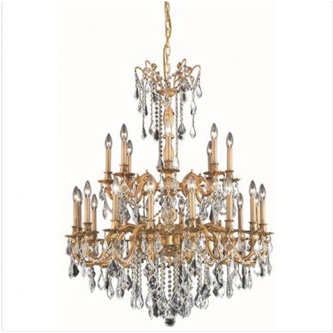 Gold 24-Light Chandelier with Royal Cut Crystal
