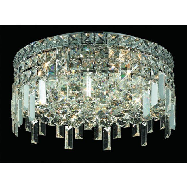 5 light contemporary crystal flush mount chrome finish 