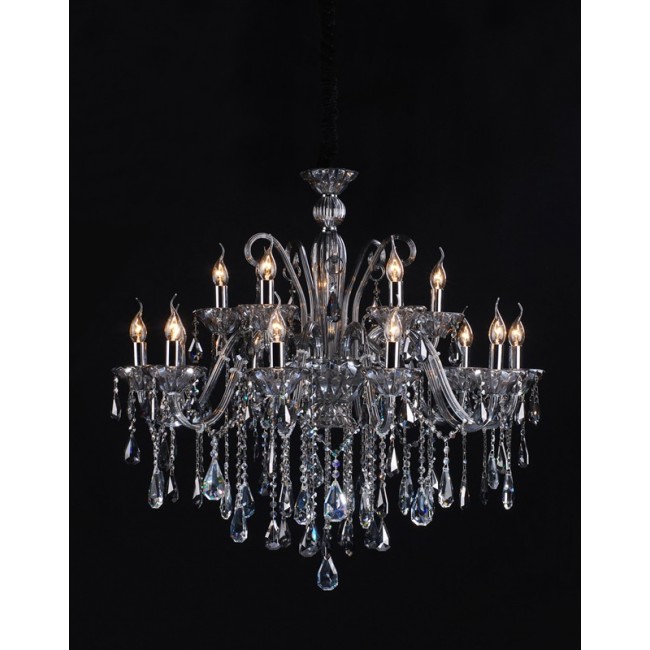 Polished chrome 15 light traditional crystal Chandelier