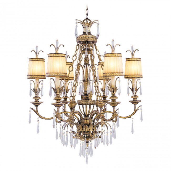 Vintage Gold Leaf Six-Light Chandelier