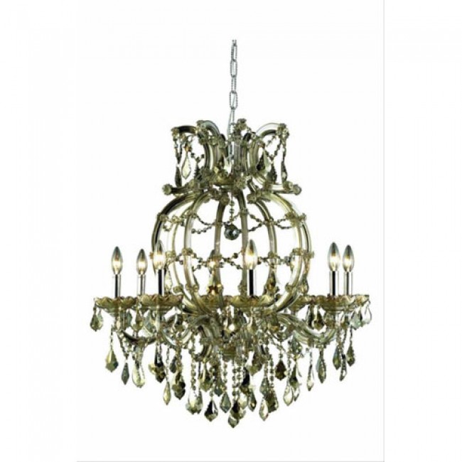 Maria Theresa Swarovski Elements Crystal Golden Teak Eight Light 32.5-in Chandelier