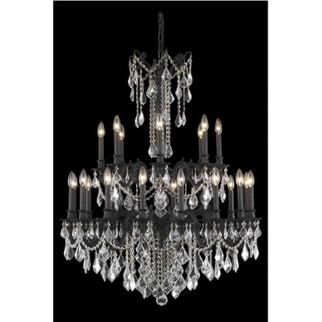Bronze 24-Light Chandelier with Royal Cut Crystal