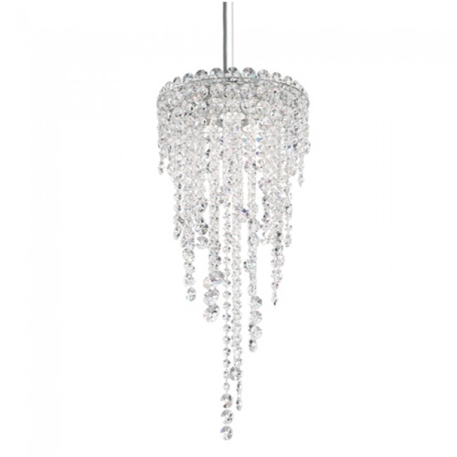 Stainless Steel Three-Light Round Medium Pendant with Clear Heritage Crystal