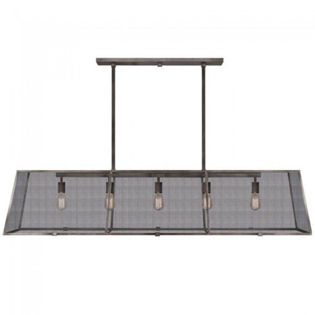 Five-Light Pendant in Warm Antique Hand Rubbed Steel Finish