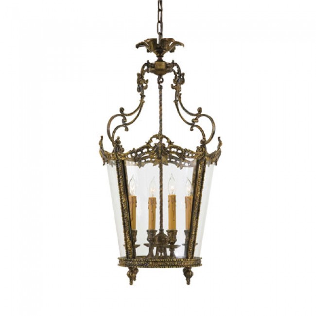 Vintage Antique Bronze Patina Lantern Pendant