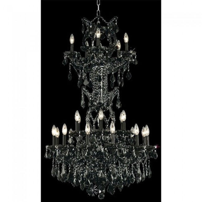  Black Twenty-Five Light Chandelier with Jet/Black Royal Cut Crystals