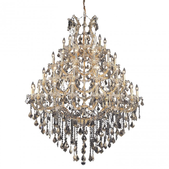Maria Theresa Gold Forty-Nine Light 46-Inch Chandelier with Royal Cut Golden Teak Smoky Crystal